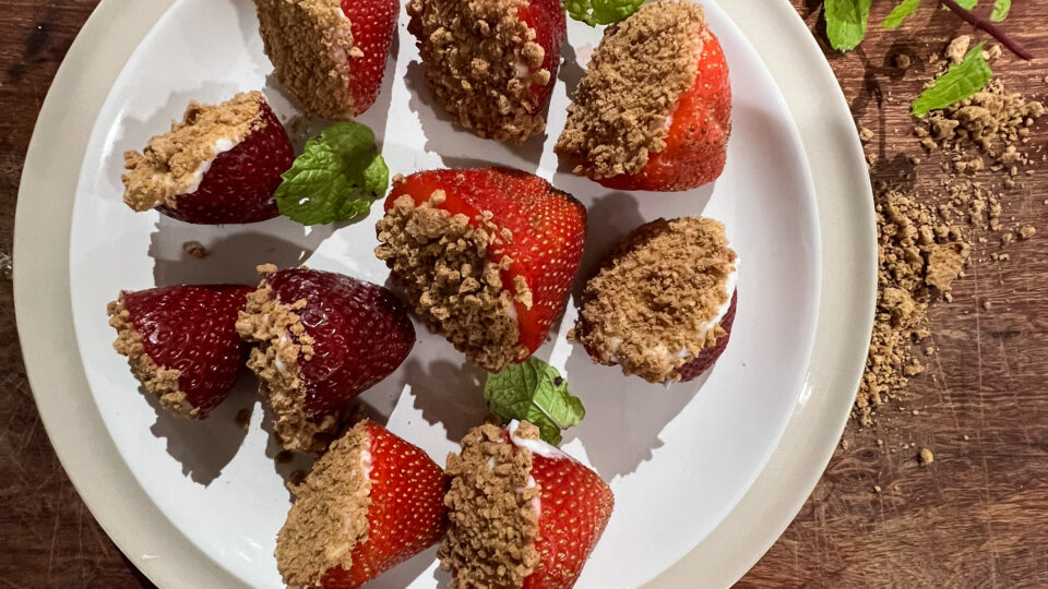 Dairy-Free, Sugar-Free Cheesecake Stuffed Strawberries. A Valentine’s Treat!