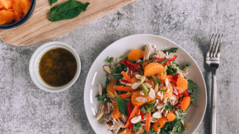 Asian Style Arugula Salad with Chicken and Mandarin Oranges